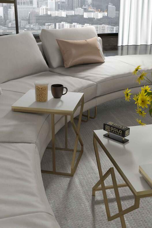 V Lux 5 Piece Center and Zigon Coffee Table Set