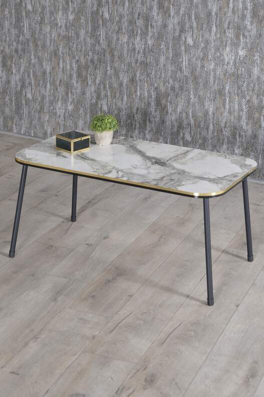 Black Metal Double Gold Coffee Table Set Square