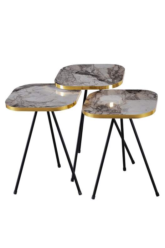 Black Metal Square Gold Zigon Coffee Table