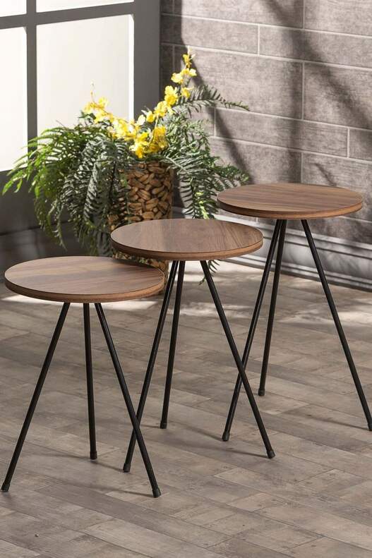 Black Metal Coffee Table Set Ellipse