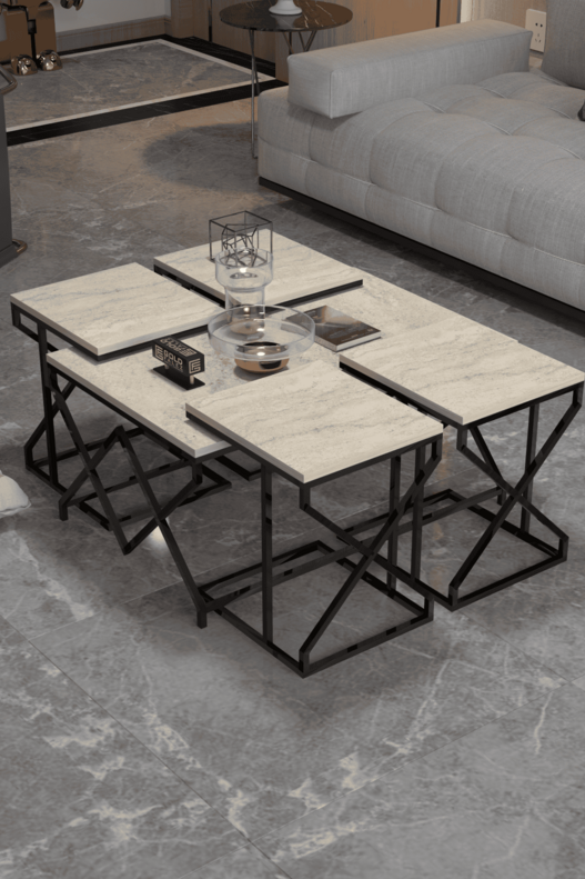 V Lux 5 Piece Center and Zigon Coffee Table Set