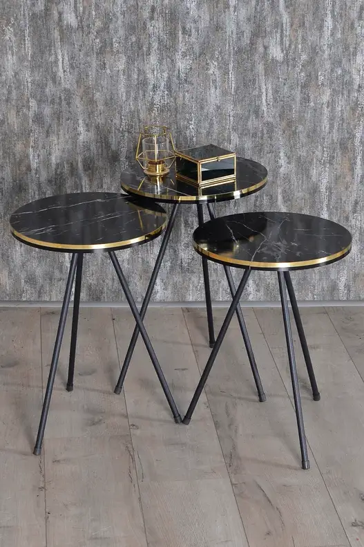 Black Metal Double Gold Zigon Coffee Table