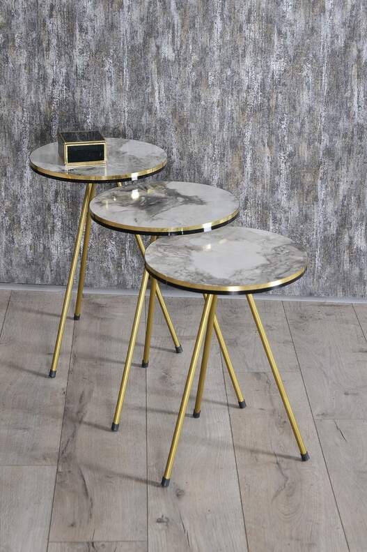 Gold Metal Double Gold Zigon Coffee Table