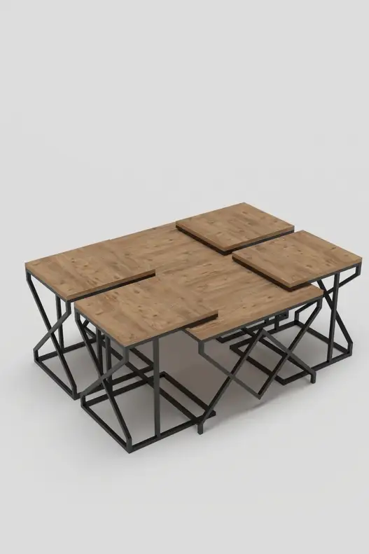 V Lux 5 Piece Center and Zigon Coffee Table Set