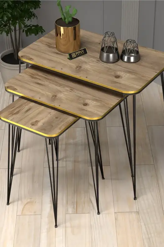 Black Wire Double Gold Square Zigon Coffee Table
