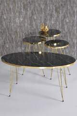 Gold Wire Zigon Coffee Table Set Ellipse