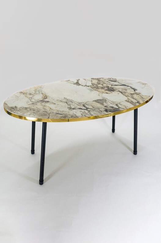 Black Metal Gold Centre Coffee Table Ellipse