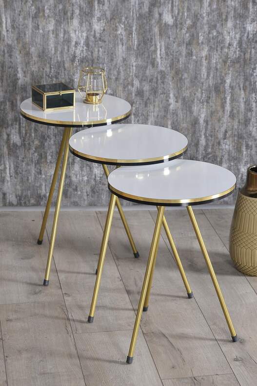 Gold Metal Double Gold Zigon Coffee Table
