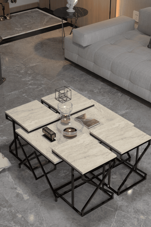 V Lux 5 Piece Center and Zigon Coffee Table Set