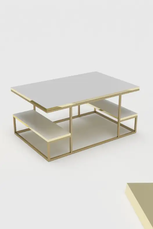 Delux Shelf Coffee Table Gold White