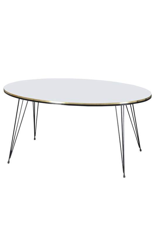 Black Wire Double Gold Centre Coffee Table Ellipse