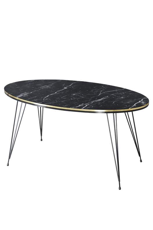 Black Wire Double Gold Centre Coffee Table Ellipse