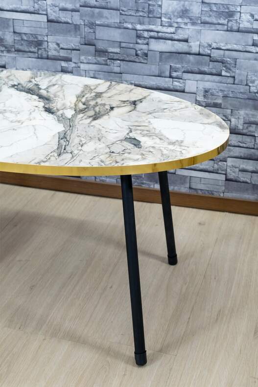 Black Metal Gold Centre Coffee Table Ellipse
