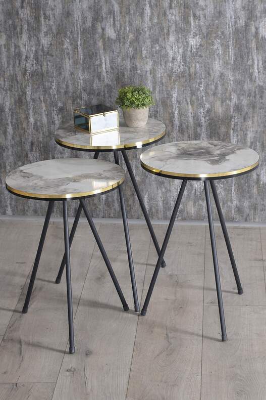 Black Metal Double Gold Coffee Table Set Ellipse