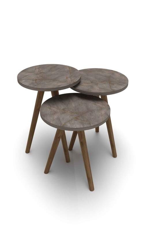 Ellipse Wooden Zigon Centre Coffee Table Set