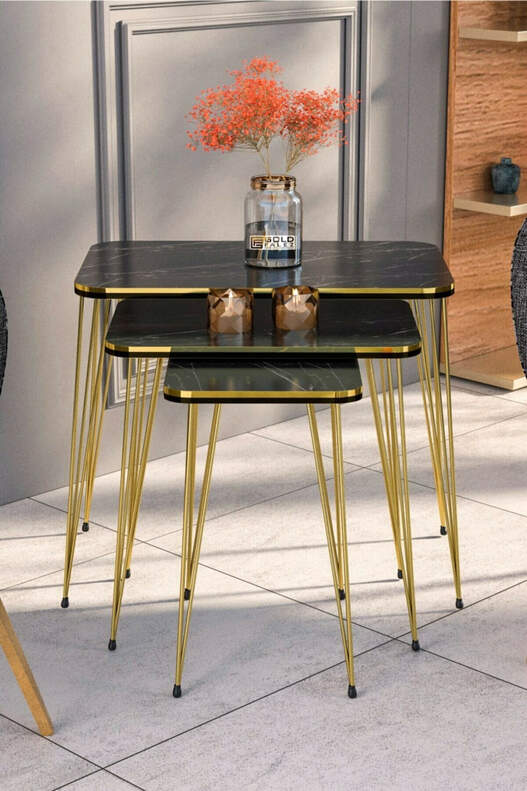 Gold Wire Double Gold Square Zigon Coffee Table