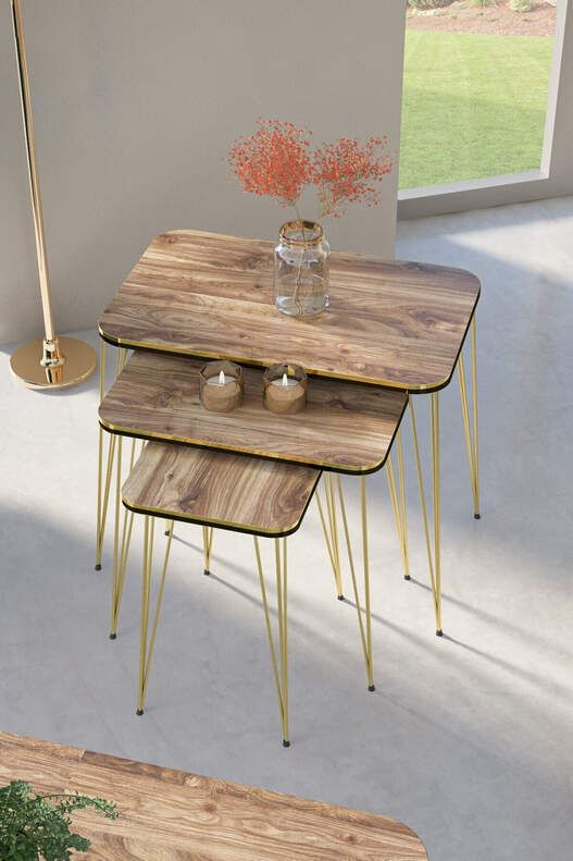 Gold Wire Double Gold Square Zigon Coffee Table