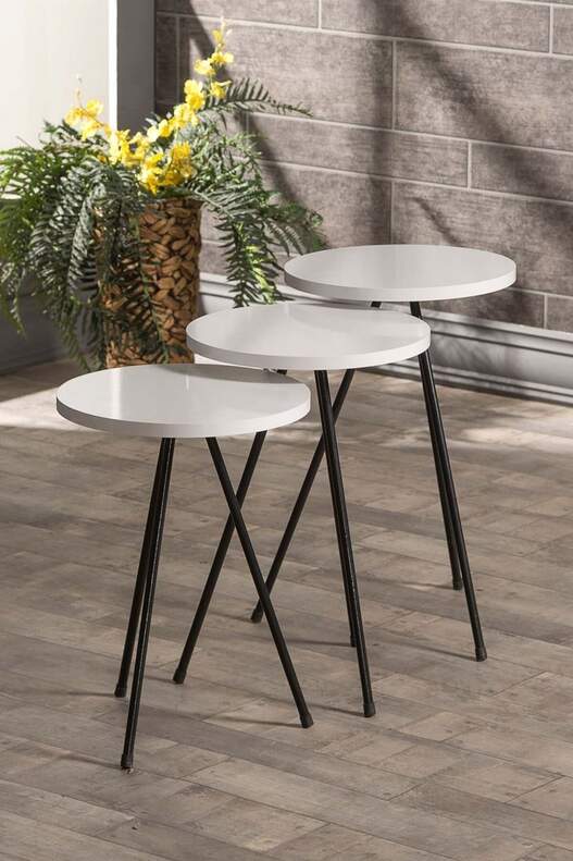 Black Metal Coffee Table Set Ellipse