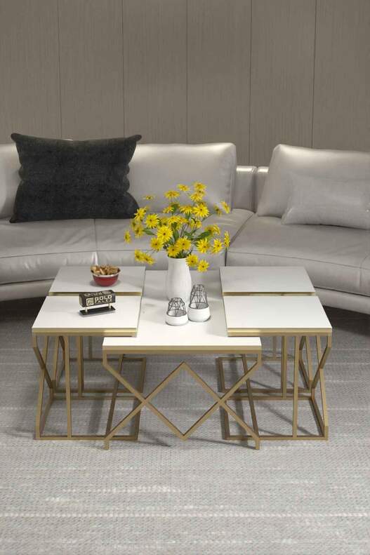V Lux 5 Piece Center and Zigon Coffee Table Set