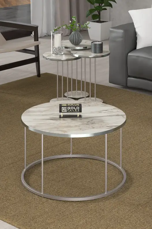 Coffee Table and Zigon Coffee Table Terra Set Silver