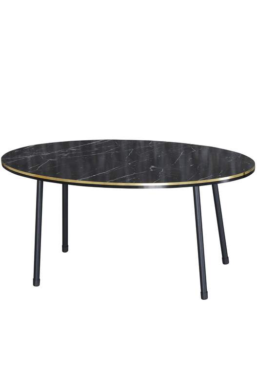 Black Metal Double Gold Centre Coffee Table Ellipse
