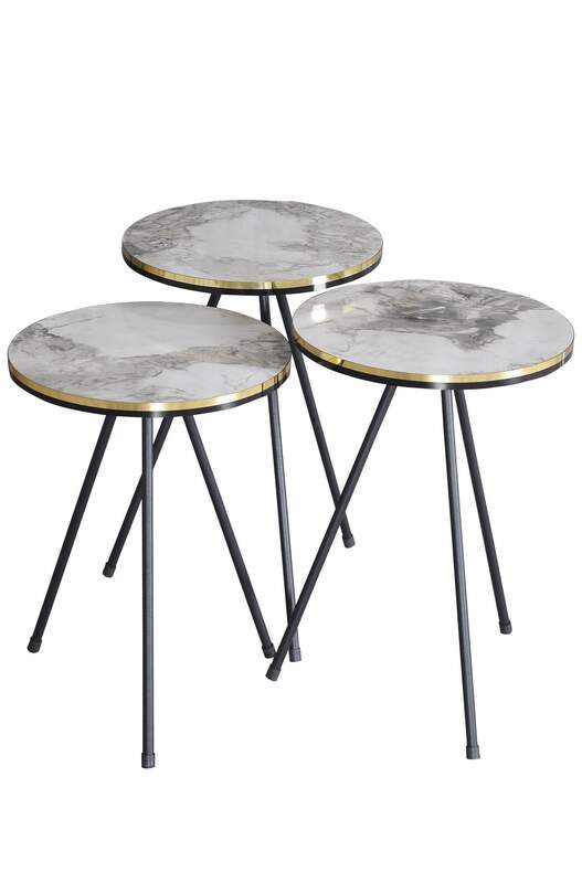 Black Metal Double Gold Coffee Table Set Ellipse