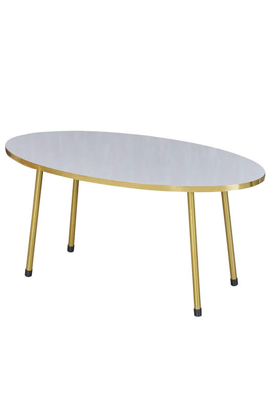 Gold Metal Coffee Table Set Ellipse