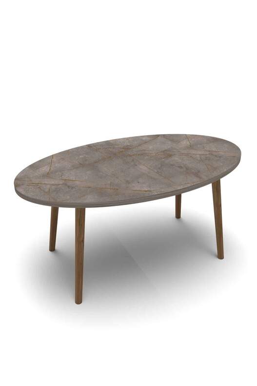 Ellipse Wooden Zigon Centre Coffee Table Set