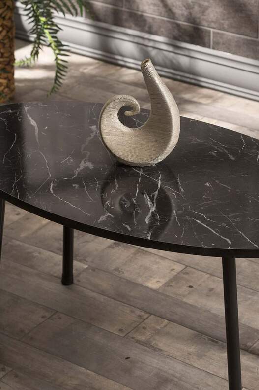 Black Metal Coffee Table Set Ellipse