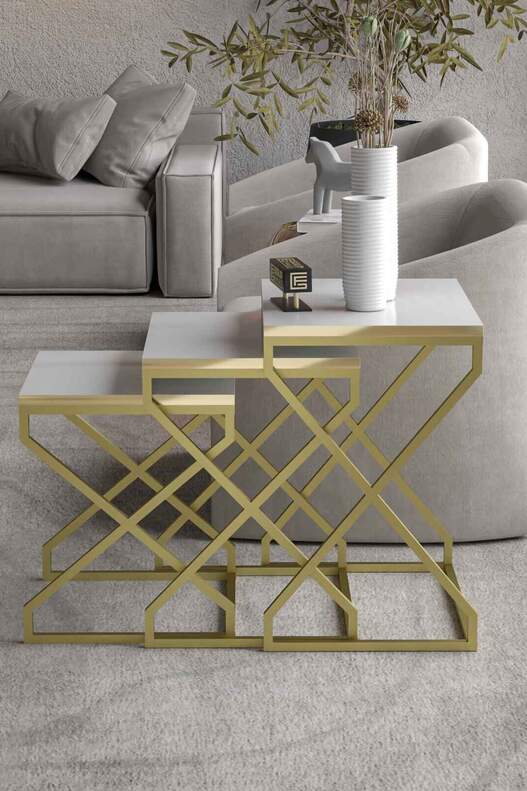 V Lux 3 Piece Zigon Coffee Table
