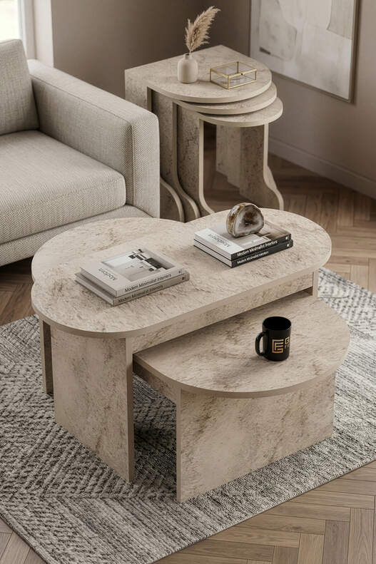 Setro İkili Orta Sehpa Ve 3’lü Zigon Sehpa Seti