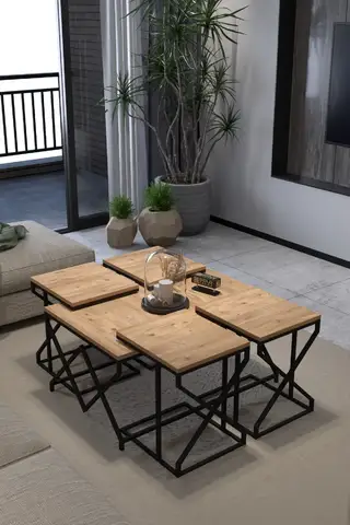 V Lux 5 Piece Center and Zigon Coffee Table Set