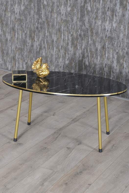Gold Metal Double Gold Centre Coffee Table Ellipse