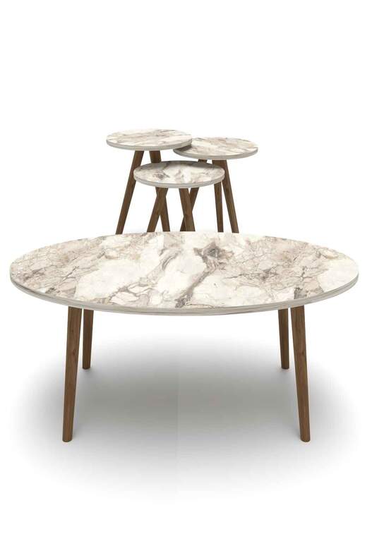 Ellipse Wooden Zigon Centre Coffee Table Set