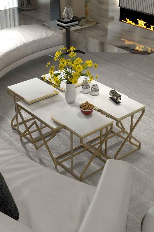 V Lux 5 Piece Center and Zigon Coffee Table Set