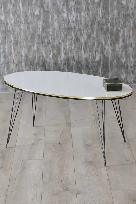 Black Wire Double Gold Centre Coffee Table Ellipse