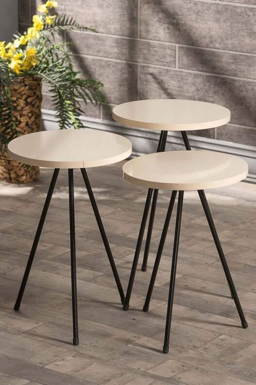 Black Metal Coffee Table Set Ellipse