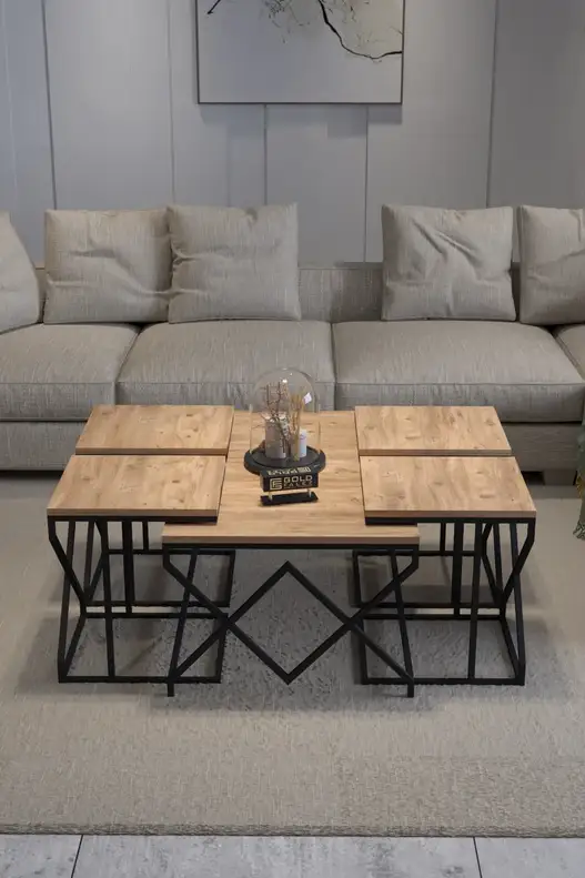 V Lux 5 Piece Center and Zigon Coffee Table Set