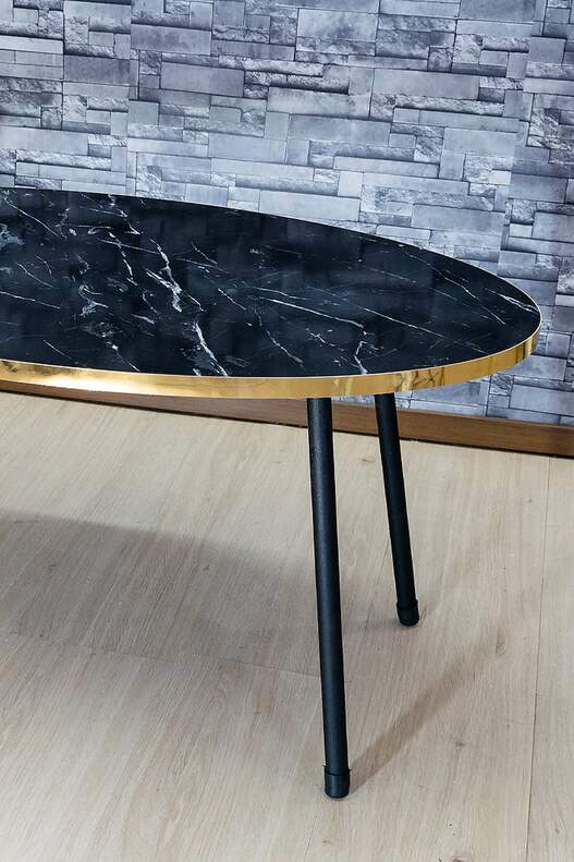 Black Metal Gold Centre Coffee Table Ellipse