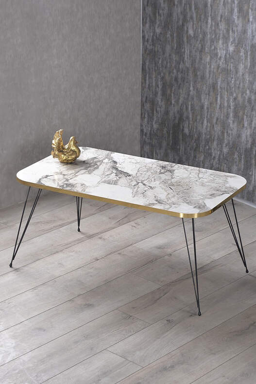 Black Wire Gold Centre Coffee Table Square