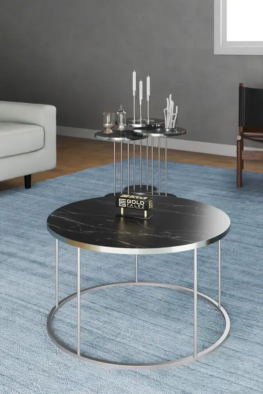 Coffee Table and Zigon Coffee Table Terra Set Silver