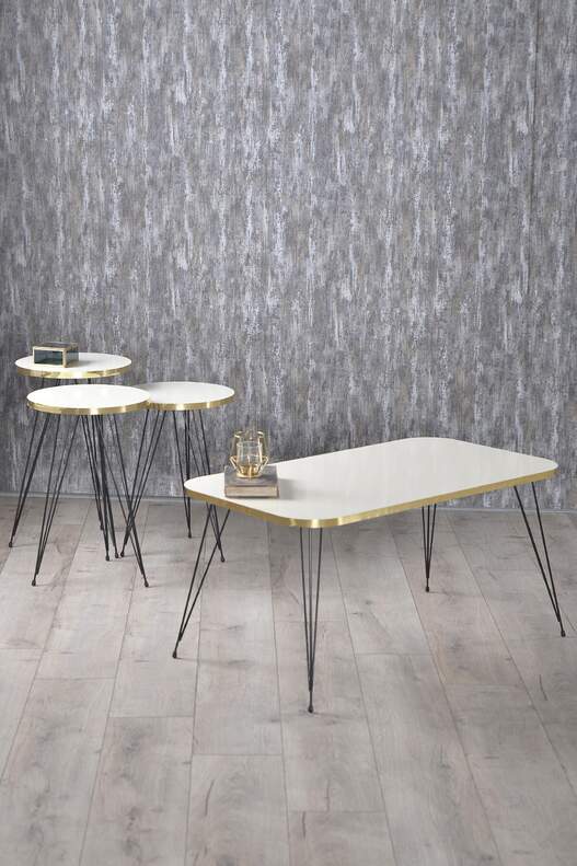 Black Wire Gold Coffee Table Set Square