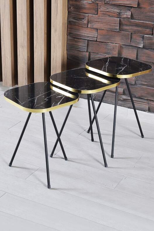 Black Metal Square Gold Zigon Coffee Table