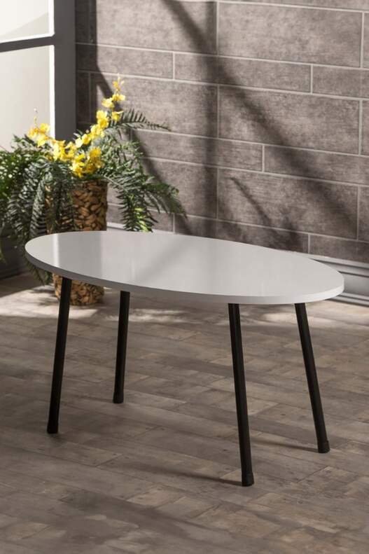 Black Metal Centre Coffee Table Ellipse