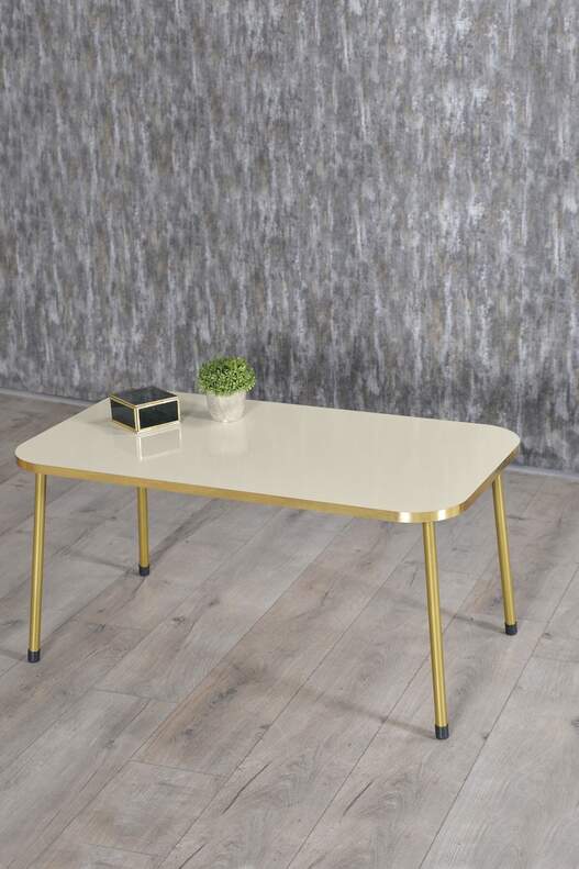 Gold Metal Coffee Table Set Square
