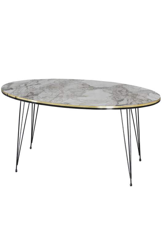 Black Wire Double Gold Centre Coffee Table Ellipse