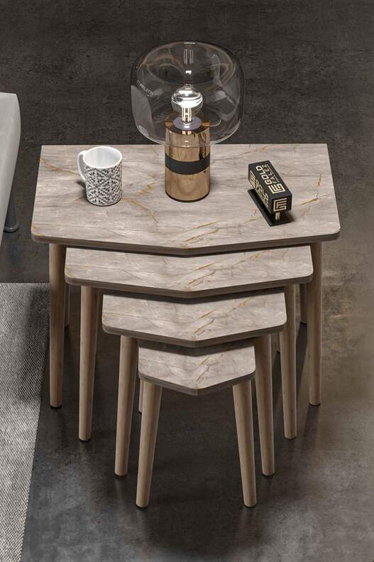 Elya Wooden 4 Piece Zigon Coffee Table