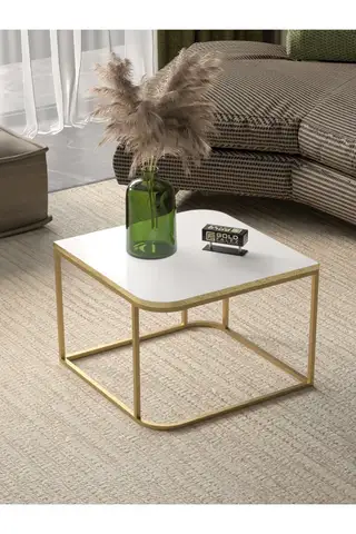 Damla Coffee Table Gold White