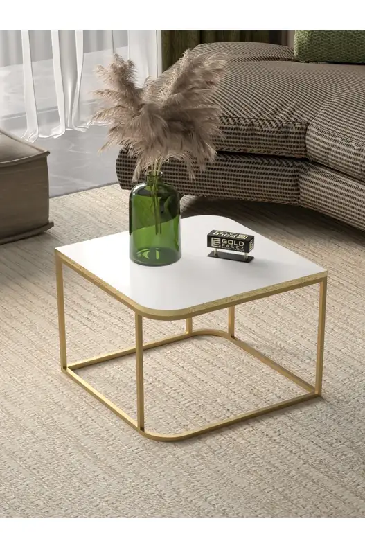 Damla Coffee Table Gold White