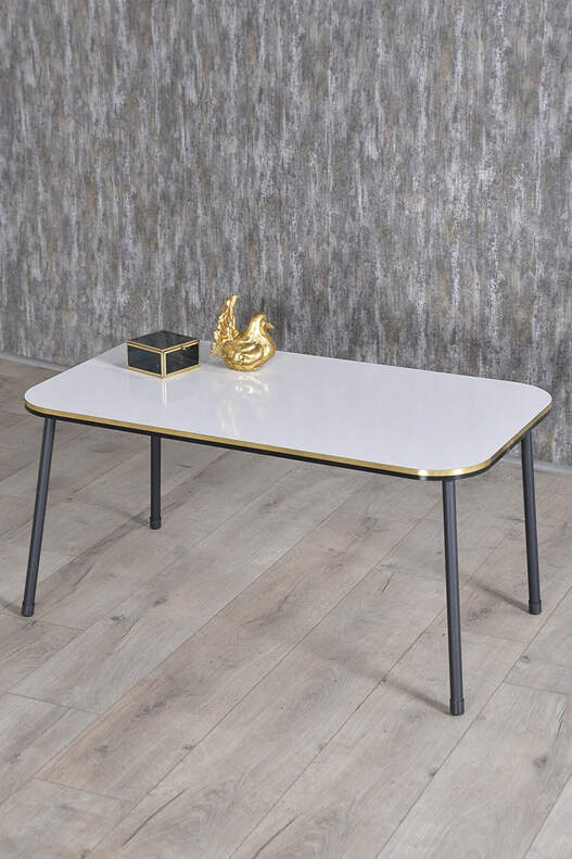 Black Metal Double Gold Centre Coffee Table Square